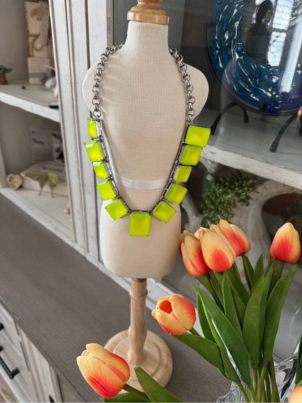 Ann Taylor Neon Lime Statement Necklace